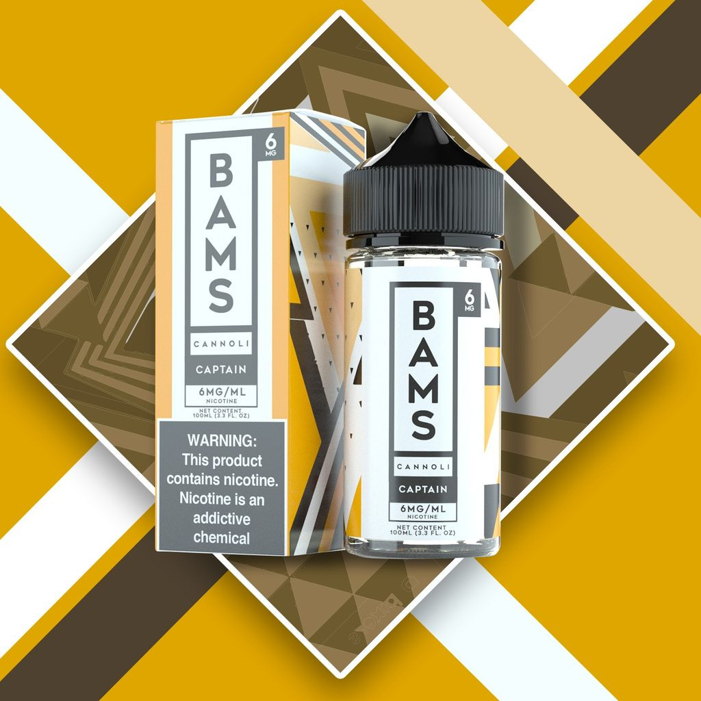 BAMS cannabis product packaging on a geometric patterned background